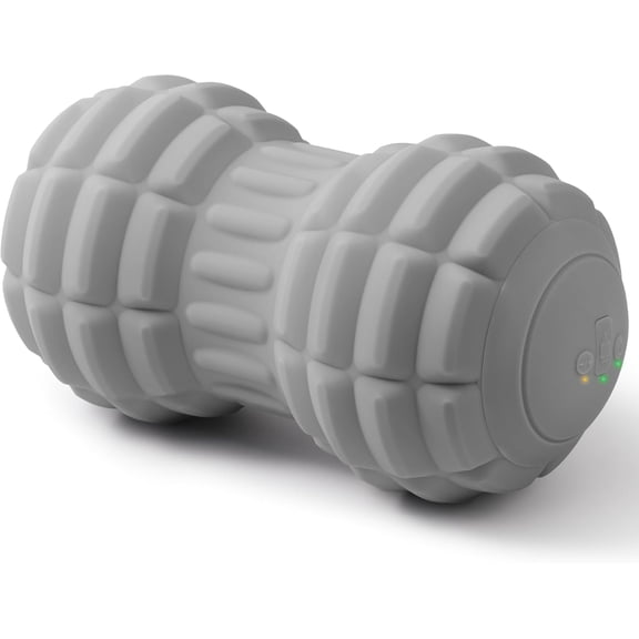 Vibrating Peanut Massage Ball - Silicone Trigger Point Roller for Back Neck Hip Legs and Foot - 7.9 Inch Double Textured Muscle Roller Gray