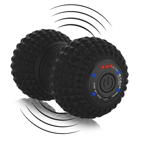 Vibrating Peanut Massage Ball, Ultra Strong Rechargeable Therapy Roller, Trigger Point Massager for Back Neck Foot Muscle Pain, Myofascial Release & Plantar Fasciitis Relief