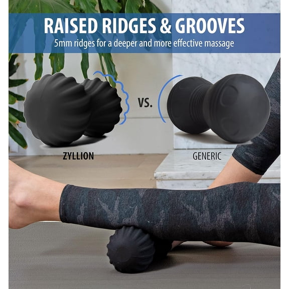 Vibrating Peanut Massage Ball with 4 Modes - Cordless Rechargeable Electric Deep Tissue Massager Roller for Muscle Pain Relief, Black, ZMA-30