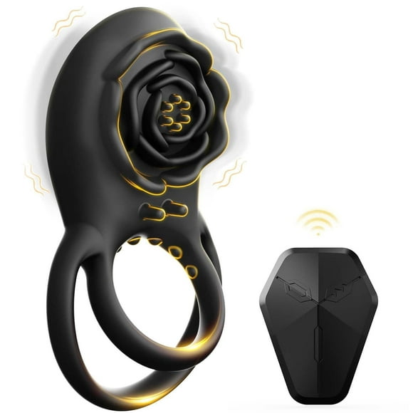 Vibrating Penis Ring Adult Sex Toys for Men, Silicone Penis Ring with Rose Vibrator Couples Sex Toys, 8 Vibrations Adult Male Sex Toy Remote Control Vibrators for Men Female Couple Pleasure