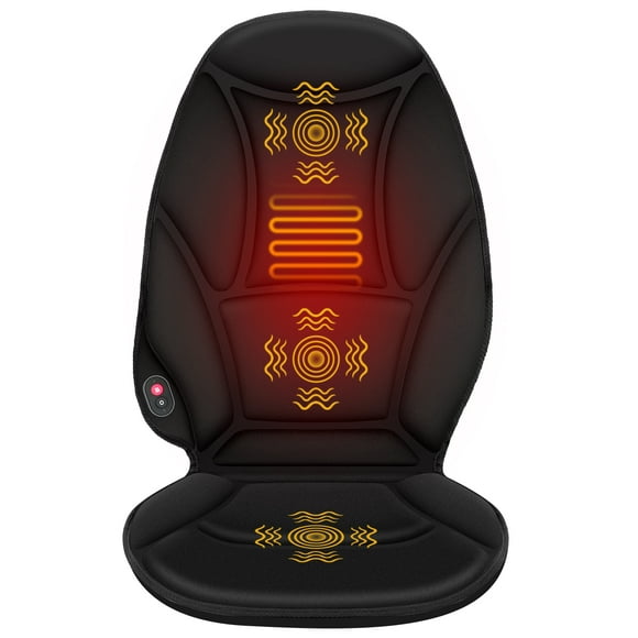 Vibration Back Massager with Heat, Seat Cushion Massager Chair Pad for Home Office Car, Black, Gifts