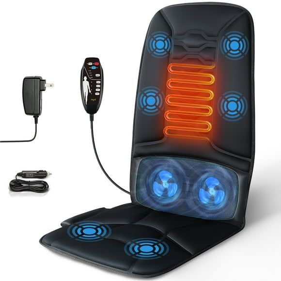 Back Massager with Heat and Cool, Chair Massage Cushion with 6 Vibrating Motors and 2 Fans for All Season