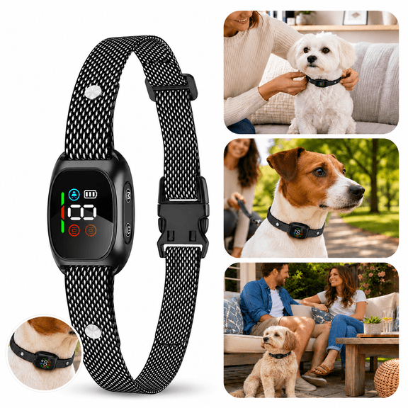 Vibration Collar for Dogs No Shock, Automatic Bark Collar with Beep Vibration Modes, Rechargeable Waterproof Barker Stopper for Small Medium Large Dogs