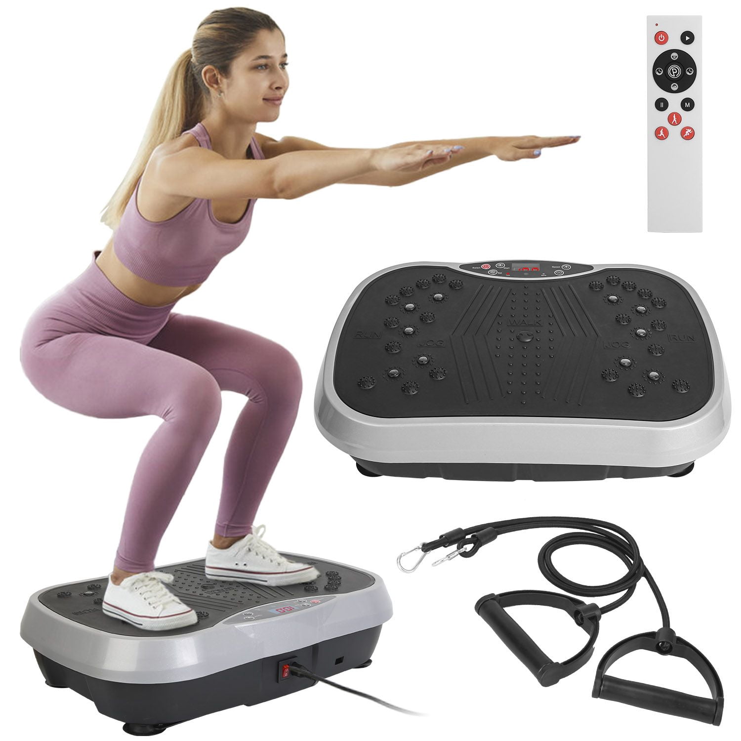 Vibration Exercise Machine with 120 Speed Levels, 3 Workout Modes, Resistance Bands, 10 Magnetic Stones, 331 lbs Capacity for Home Fitness