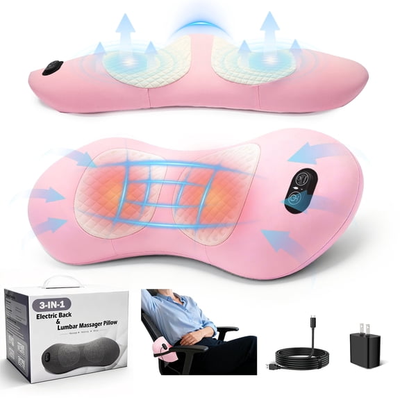 YuronHome 2026 Upgraded 3-in-1 Electric Neck Shoulder Lumbar Massage Pillow with Heating, Airbag Stretch & Muscle Relief, Back Support for Office Desks, Ideal Mother’s Day and Birthday Gift for Women