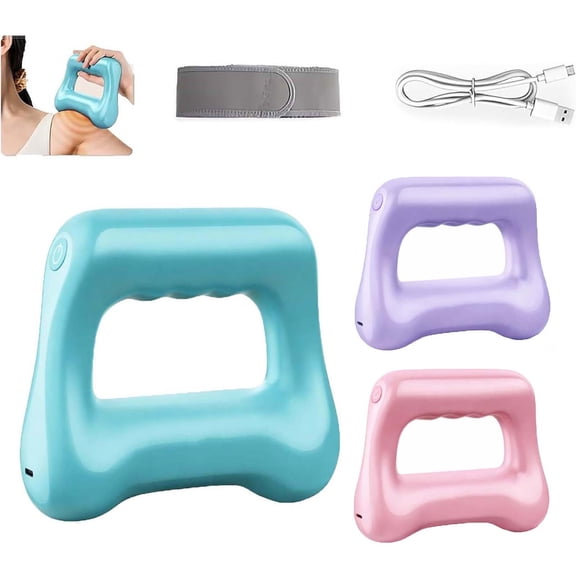 Vibration Massage Fascia Ring, Handheld Muscle Massager with 5 Speeds & Belt, Portable Mini Shaker for Deep Tissue Recovery Relaxation(Blue)