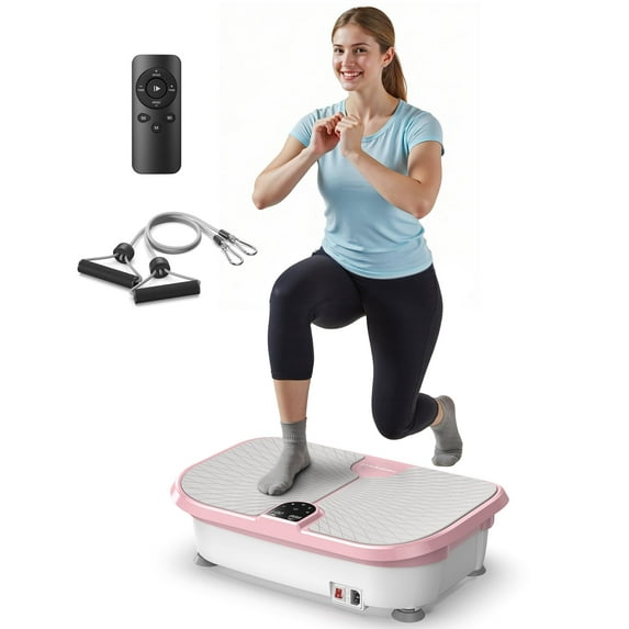 Full-Body Vibration Machine for Lymphatic Drainage, 400 LBS Capacity, Wide Stable Base for Squats & Relaxation, Home Fitness, Pink