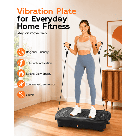 Vibration Plate Exercise Machine, 200 Speeds, 300 lbs Capacity, with Resistance Bands