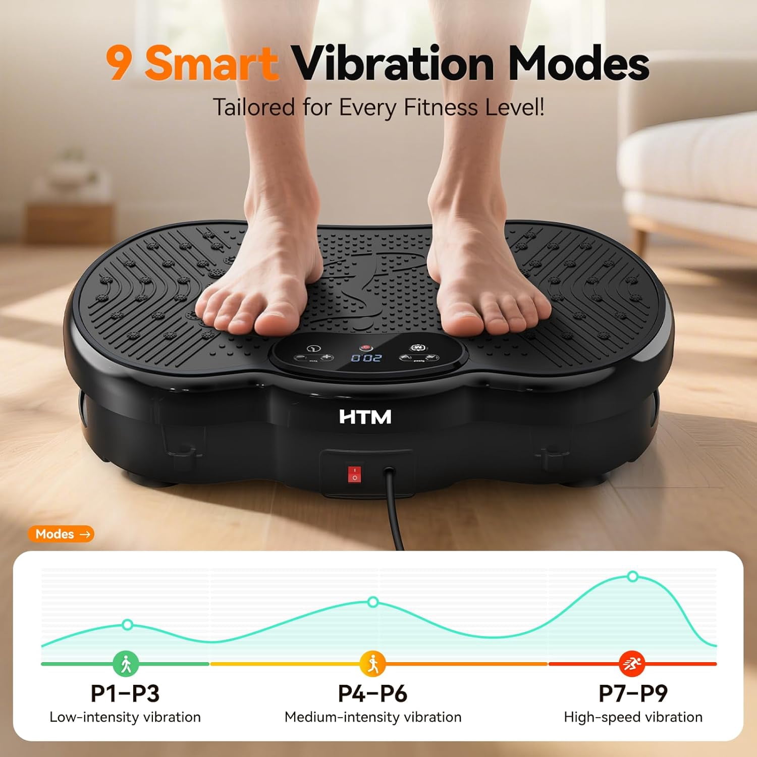 Vibration Plate Exercise Machine - 300 lbs Capacity, 120 Speeds, 9 Modes for Home Fitness & Muscle Toning