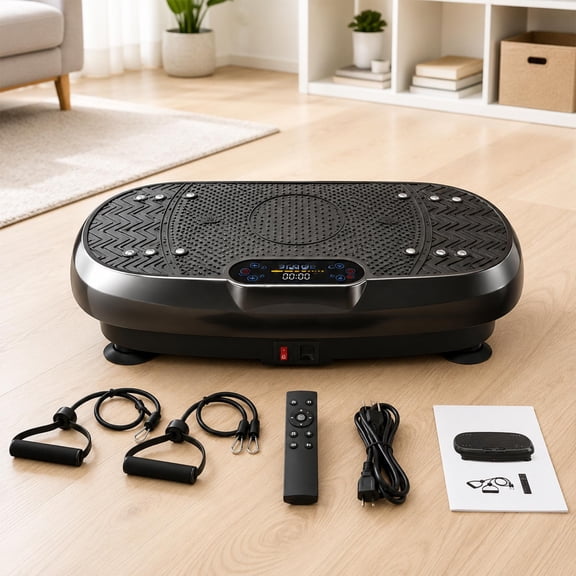 Vibration Plate Exercise Machine, 3D Whole Body Vibration Platform for Lymphatic Drainage and Muscle Recovery, 455-lb Capacity Fitness Machine with Bluetooth Speaker and LED Display for Home Gym