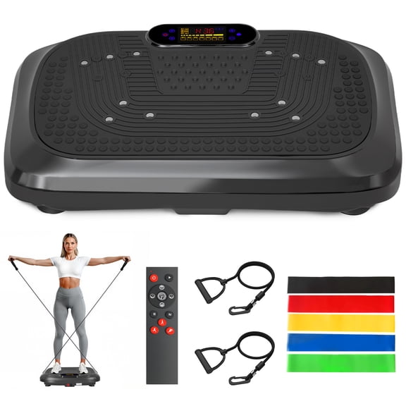 Vibration Plate Exercise Machine, 450 lbs Weight Capacity Vibrate Board with Remote & Resistance Bands for Effective Weight Loss, Muscle Toning, and Body Contouring