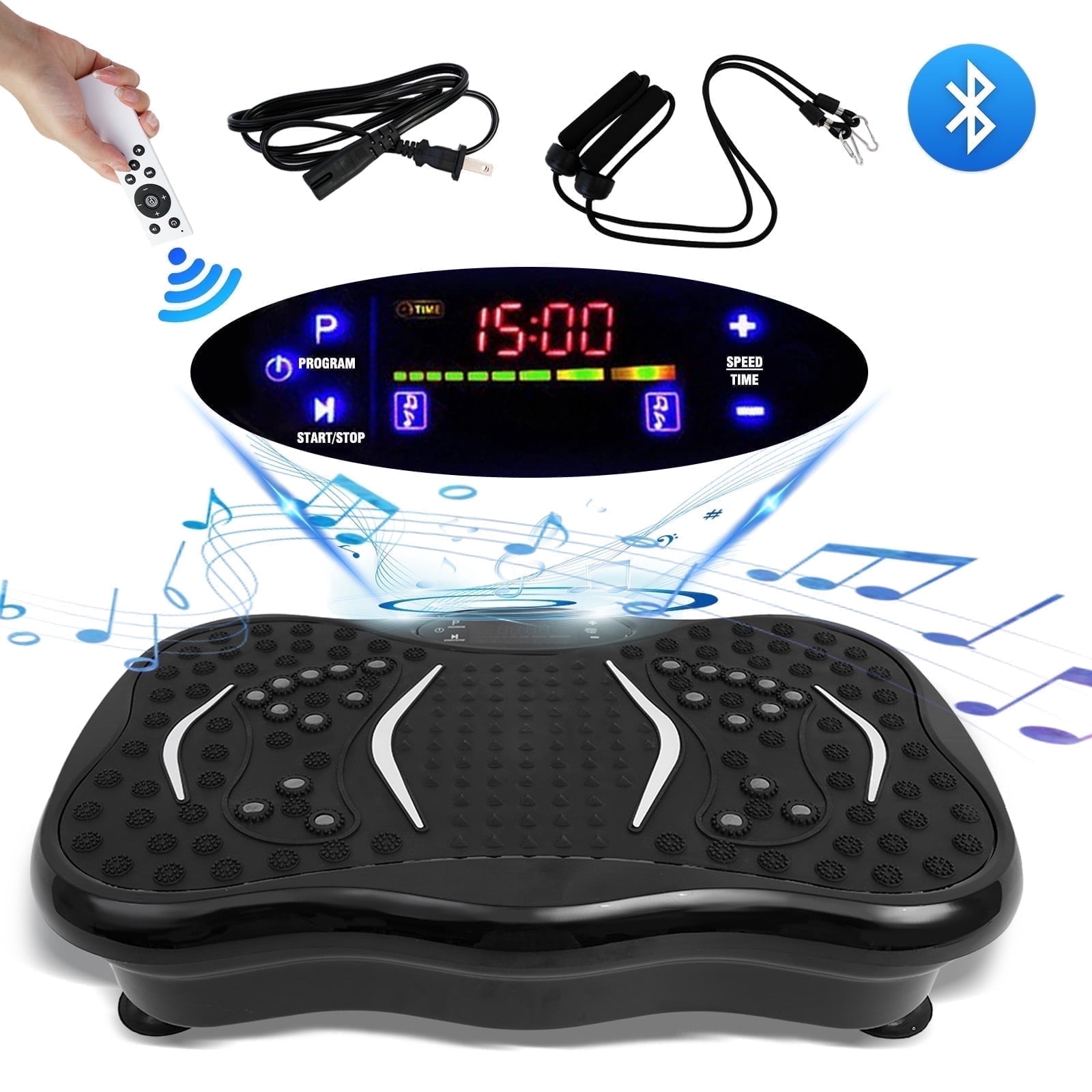 Vibration Plate Exercise Machine with 99 Levels Speed and Bluetooth, Vibrating Plate Machine for Weight Loss, Body Shaping, Health Conditioning, and Massage, Black