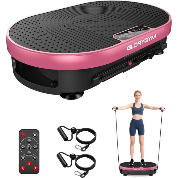 Vibration Plate Exercise Machine for Body Shaker Machine & Weight Loss, Shake Plate with Resistance Bands, 120 Speed Levels, Remote Control, Full Body Workout, Compact Home Gym Equipment