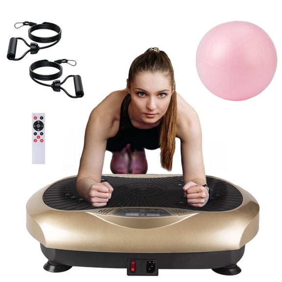 BILLIE Vibration Plate Exercise Machine, Lymphatic Drainage Vibrating Platform w/ Resistance Bands & Pilates Ball, Full Body Workout Vibration Platform for Home Fitness