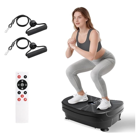 Vibration Plate Exercise Machine - Full Body Workout, 9 Modes & 99 Levels - Lymphatic Drainage, Weight Loss, Fitness Platform with Resistance Bands - 400lbs Capacity