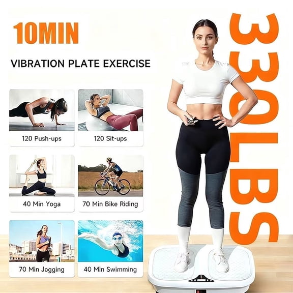 Wheelive Vibration Plate Exercise Machine, 200W Full Body Workout Platform for Strength Toning and Fat Loss, 120 Adjustable Speeds, Supports 330 lbs,White