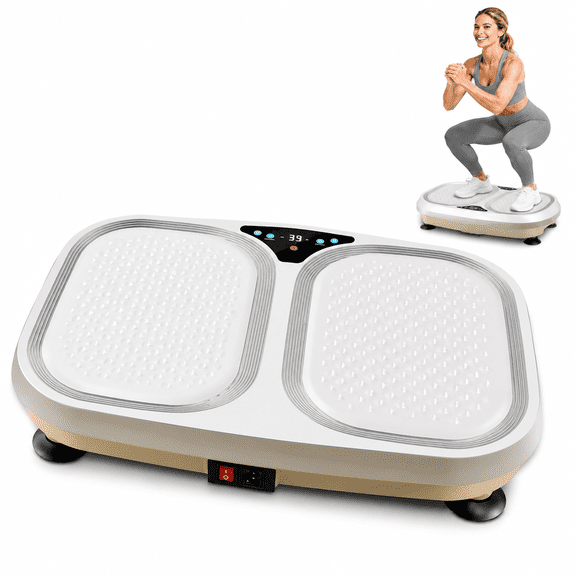 Wheelive Vibration Plate Exercise Machine, 200W Full Body Workout Platform for Strength Toning and Fat Loss, 120 Adjustable Speeds, Supports 330 lbs,White