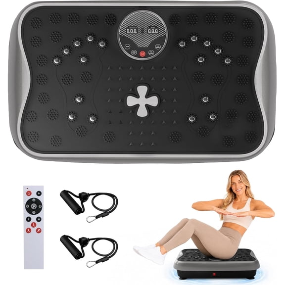 Vibration Plate Exercise Machine, Full Body Workout Vibrating Plate for Lymphatic Drainage Weight Loss, 460 Lbs Capacity Shake Platform with 300 speeds for Women Men