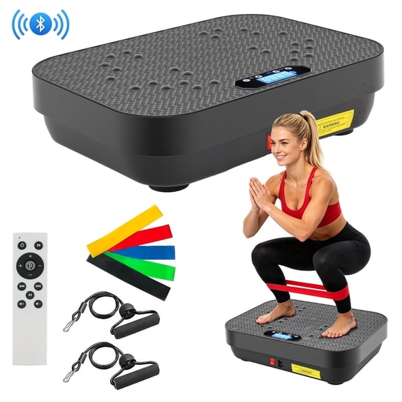 Vibration Plate Exercise Machine, Full Body Workout Vibration Platform with Loop Bands & Remote Control for Home Fitness & Weight Loss & Muscle Toning, Black