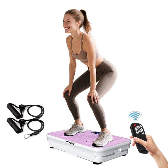 Vibration Plate Exercise Machine for Lymphatic Drainage Massager & Weight Loss,400 lbs Capacity Whole Body Vibrating Shake Plate Workout ，Helps Burn Fat , with Resistance Bands & Remote ，Pink