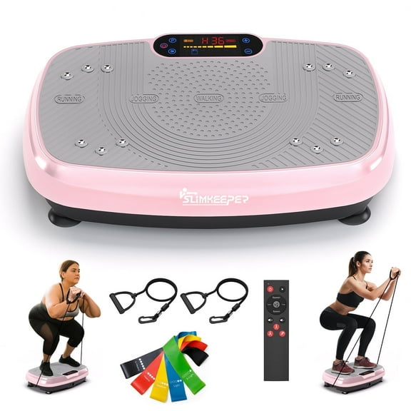 Vibration Plate Exercise Machine for Lymphatic Drainage Weight Loss Whole Body Workout Gym Power Vibration Plate 330Lbs for Weight Loss Fat Burner for Home Fitness w/ 2 Loop & 5 Resistance Bands