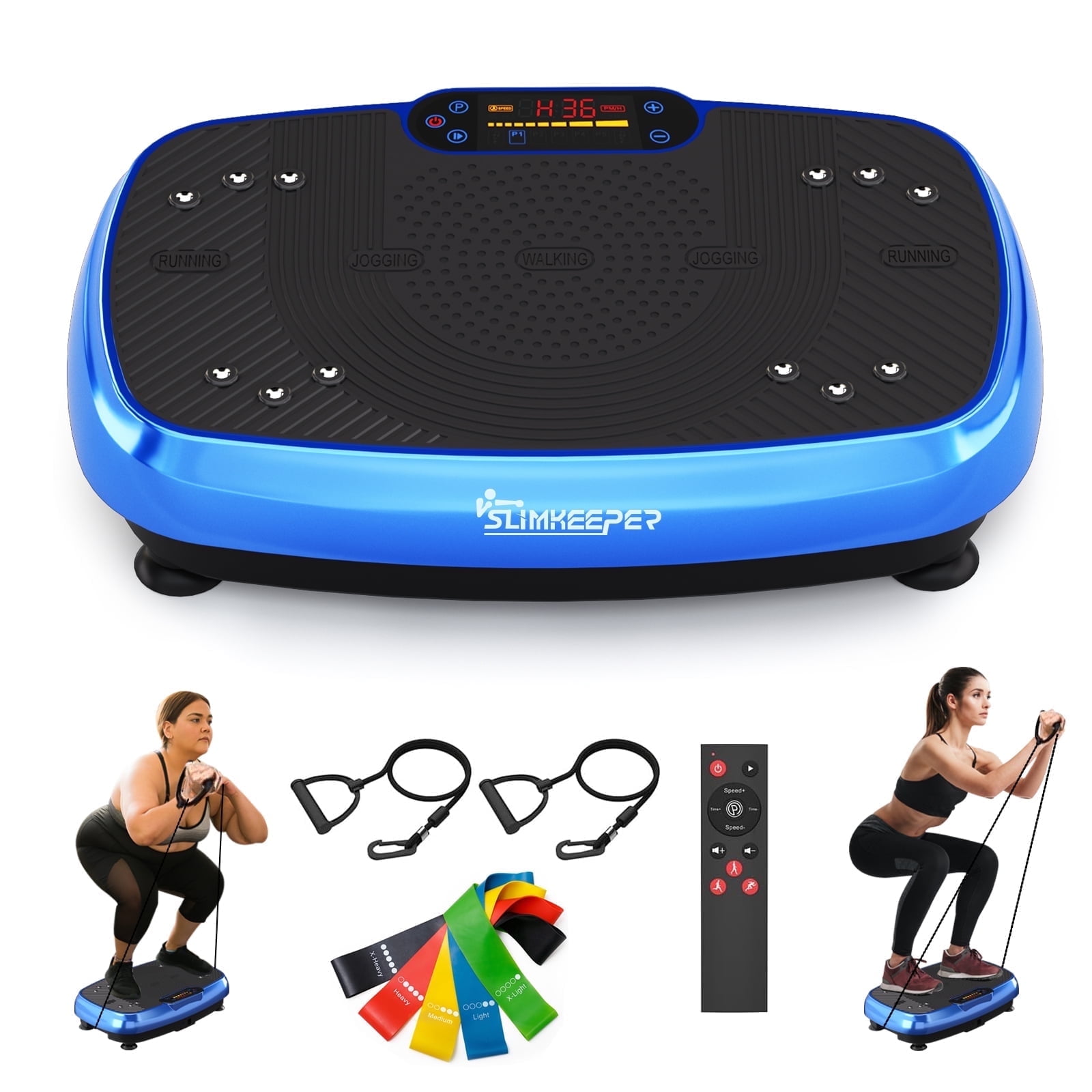 SLIMKEEPER Vibration Plate Exercise Machine for Home Fitness & Whole Body Workout, 330 Lbs Capacity, with 2 Loops, 5 Resistance Bands & Remote Control