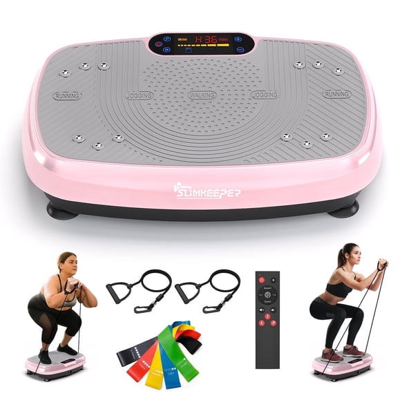 SLIMKEEPER Vibration Plate Exercise Machine for Home Fitness & Whole Body Workout, 330 Lbs Capacity, with 2 Loops, 5 Resistance Bands & Remote Control