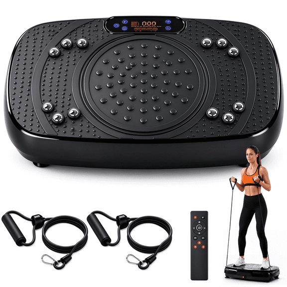 ARIAGLINT 200W ABS Vibration Plate Exercise Machine, 400 lb Capacity Whole Body Workout Platform with LCD Display, Black