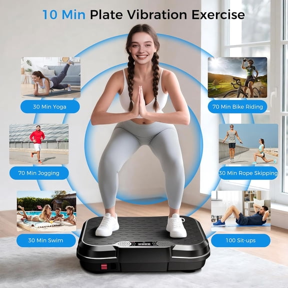 Vibration Plate Exercise Machine, Vibration Plate for Lymphatic Drainage Weight Loss, 400 Lbs Capacity Full Body Workout Vibrate Fitness Platform for Home Women Men