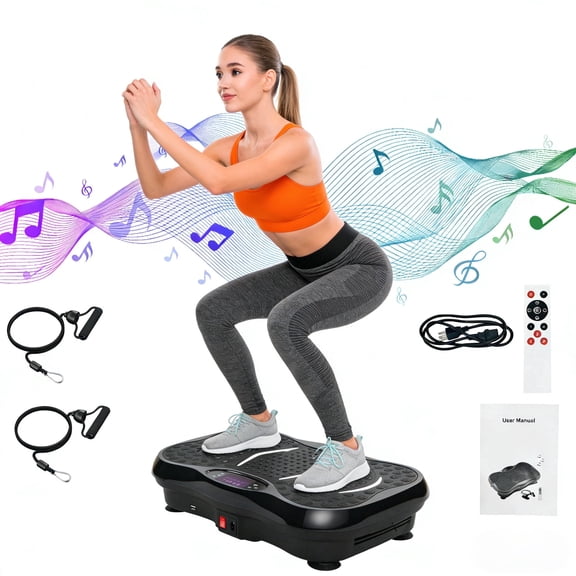 Gijjgole Vibration Plate Exercise Machine, Vibration Plate with Loop Bands & Remote, Power Plate Vibration Platform for Weight Loss, Toning & Wellness