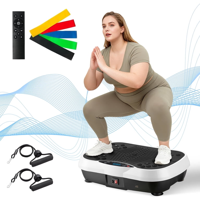 Vibration Plate Exercise Machine, Waver Vibration Plate for Home Fitness,  Full Body Workout Platform with Loop Bands & Remote Control for Weight  Loss, White - Walmart.com