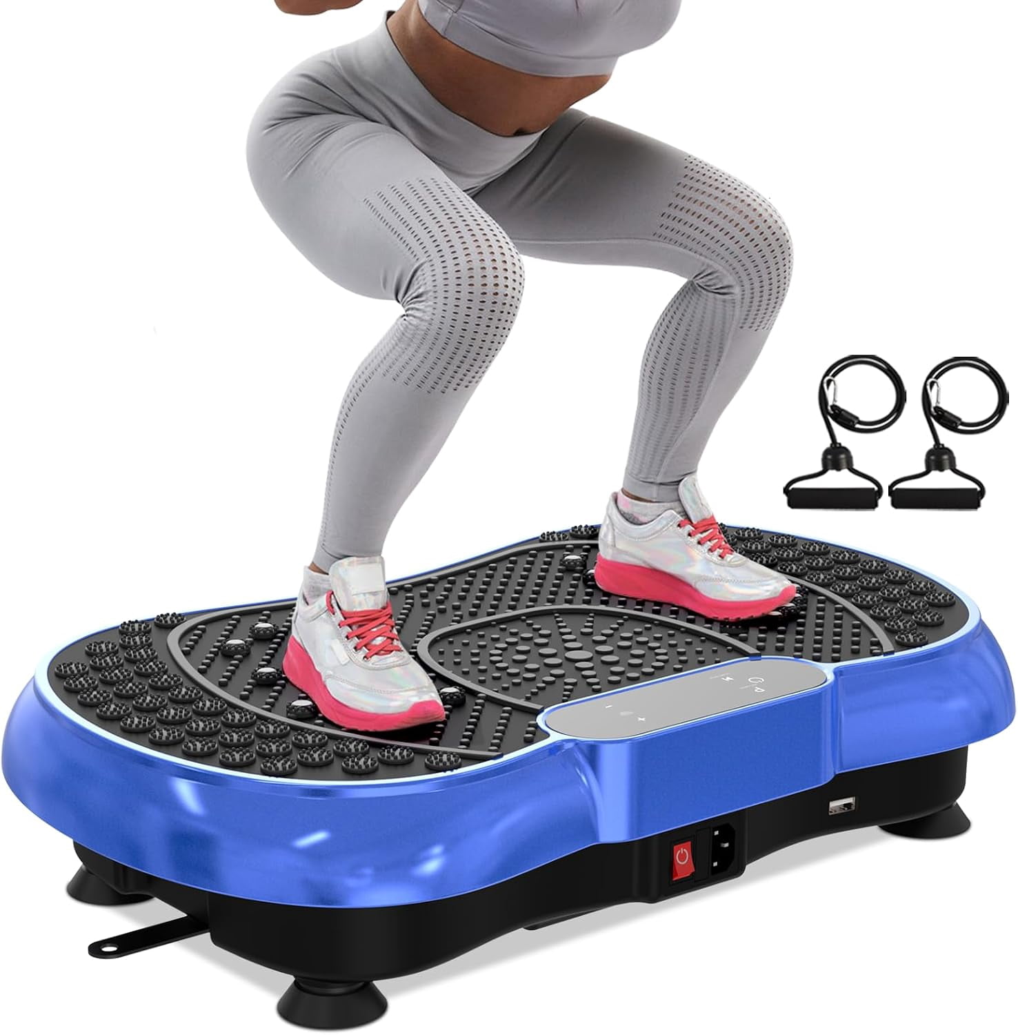 Vibration Plate Exercise Machine for Weight Loss, 220W Power Plate Vibrating Plate with 99 Speed Levels, Full Body Workout Trainer with Resistance Bands, Supports Lymphatic Drainage, 150KG Capacity