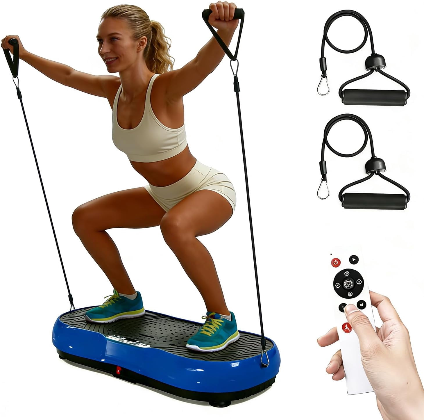 Vibration Plate Exercise Machine for Weight Loss, 220W Power Plate Vibrating Plate with 99 Speed Levels, Full Body Workout Trainer with Resistance Bands, Supports Lymphatic Drainage, 150KG Capacity