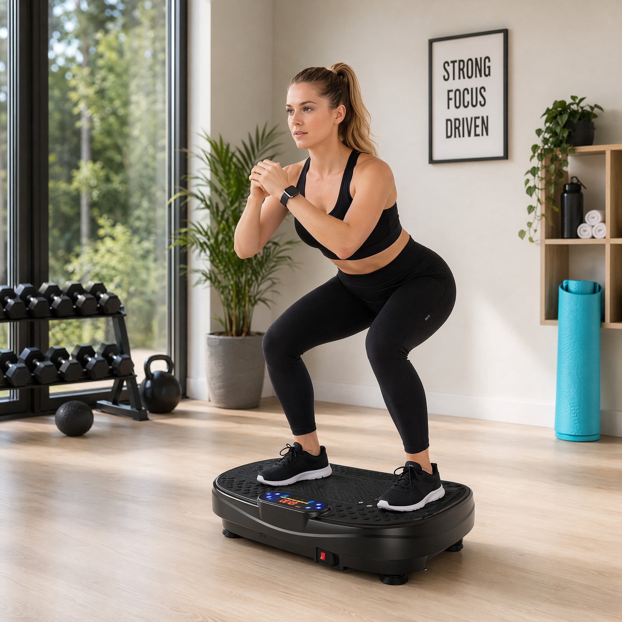 Vibration Plate Exercise Machine, Whole Body Vibration Fitness Platform with Adjustable Speed, Compact Home Gym Workout Machine