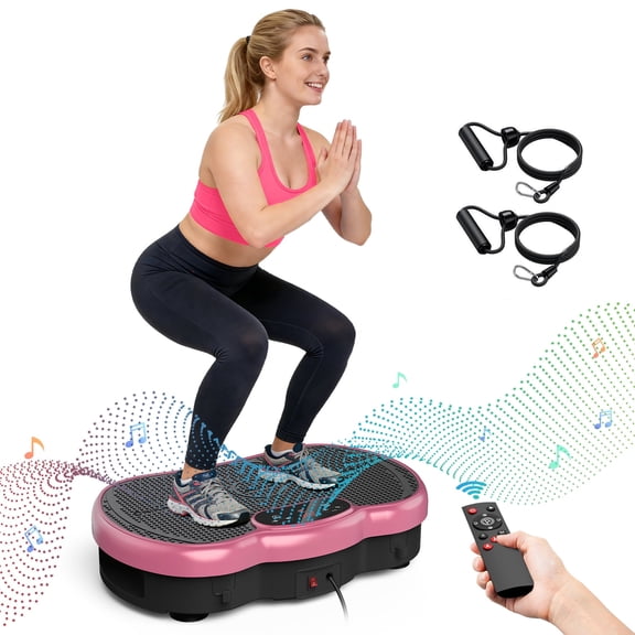 Anqdy Vibration Plate Exercise Machine for Home Fitness Whole Body Workout 330 Lbs Capacity with 2 Loops Pink