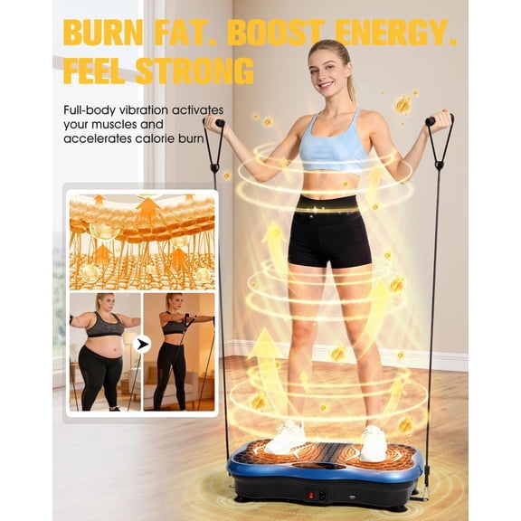 Vibration Plate Exercise Machine with 99 Speed Levels, Bluetooth Speaker & Resistance Bands for Full Body Workout