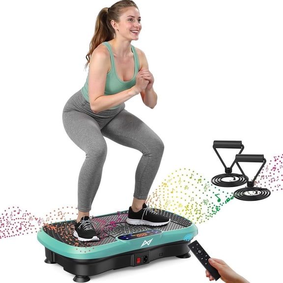 Vibration Plate Fitness Platform Exercise Machine Body Vibrating Board | Curved Design Powerful 200W Bluetooth Oscillating Shake Plate for Lymphatic Drainage Recovery Whole Body Toning With Handles