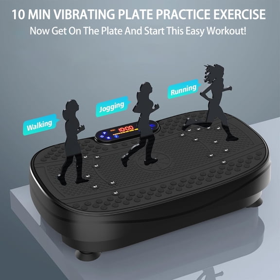 Vibration Plate Fitness Platform Exercise Machine for Home Gym Whole Body Workout, Compact 21x12.6x4.7 Inch Black Vibration Platform with Adjustable Speed Levels