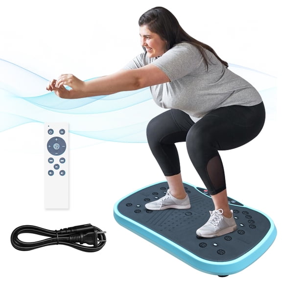 Vibration Plate Fitness Platform Exercise Machine Vibrating Lymphatic Drainage Shaking Full Body Shaker Workout Vibrate Stand Shake Board Sport Gym for Weight Loss Fat Burner for Women Men, Blue