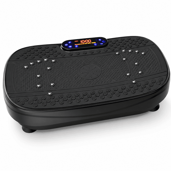 Vibration Plate Fitness Platform Exercise Machine, Whole-Body Workout Platform with Adjustable Speeds, Remote Control & Resistance Bands, Compact Home Gym Vibration Trainer