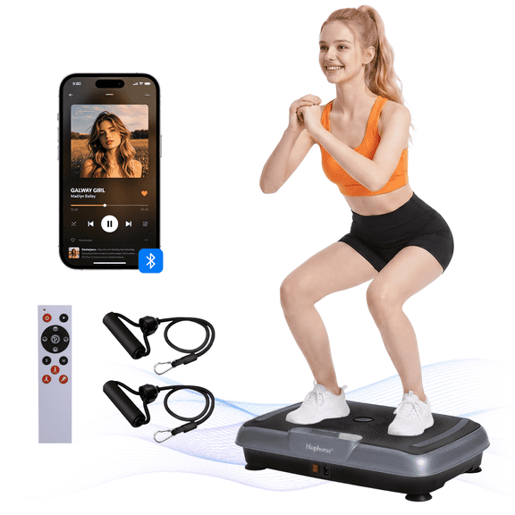 Vibration Plate for Lymphatic Drainage, RIORUN 180 Speeds Vibration Plate Machine, App Control 400 lbs, Whole Body Vibration Platform with Resistance Bands Remote