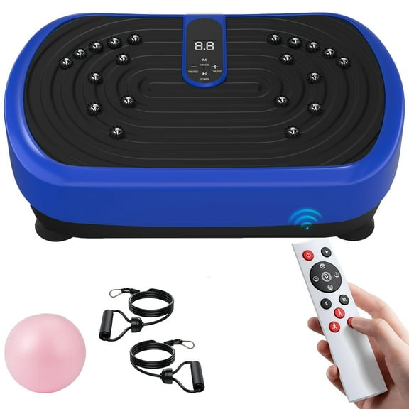 Vibration Plate Machine, 10 Modes & 3Colors Vibrating Plate Machine, 110V Vibration Plate For Exercise, Body Shaker Exercise Machine With Pilates Ball-Black/Blue/Red, 200W, Without Battery