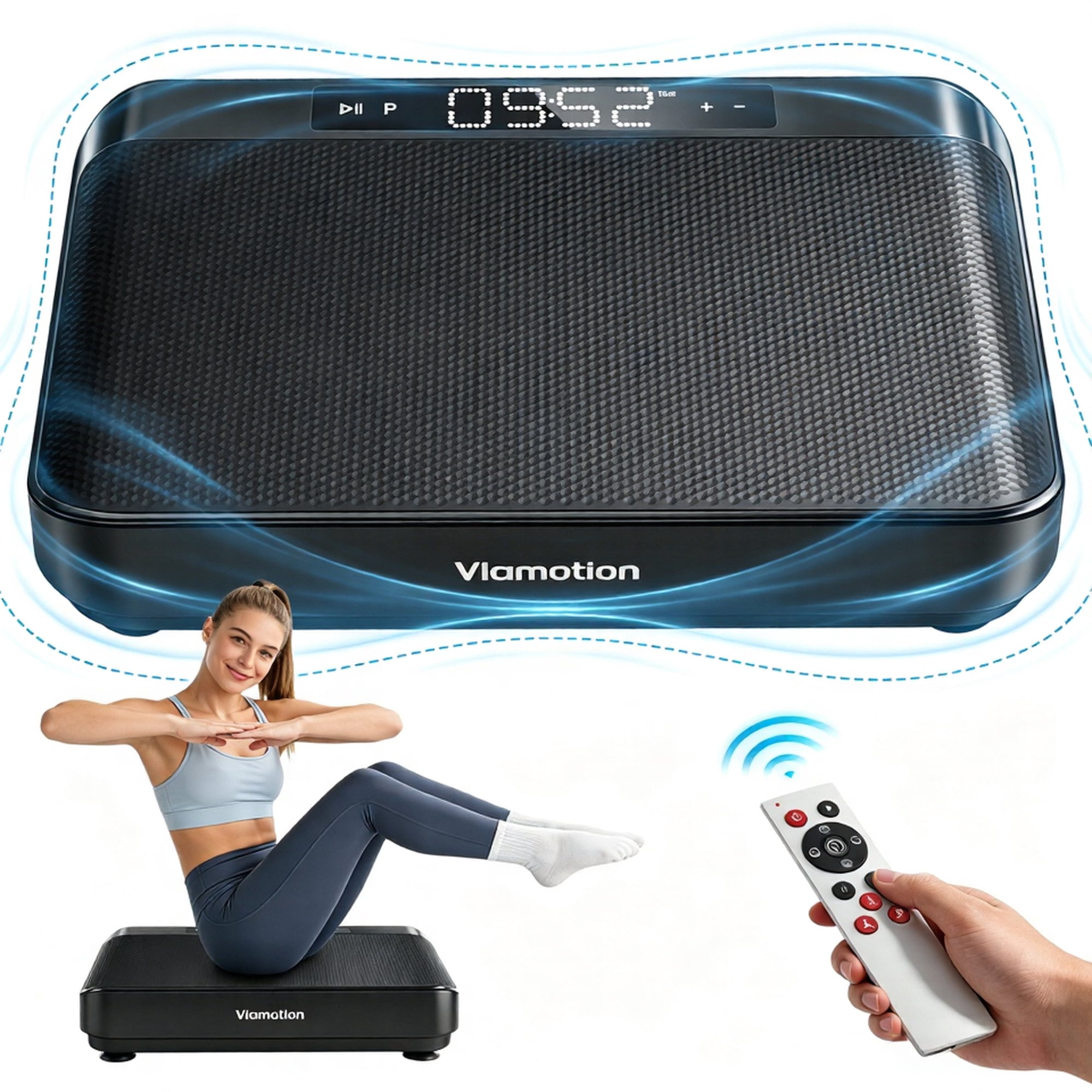 Vibration Plate Machine for Home Fitness & Whole Body Workout, Vibrating Plate for Lymphatic Drainage, 440 Lbs Exercise Machine, Vibration Fitness Platform with Remote Control, Black