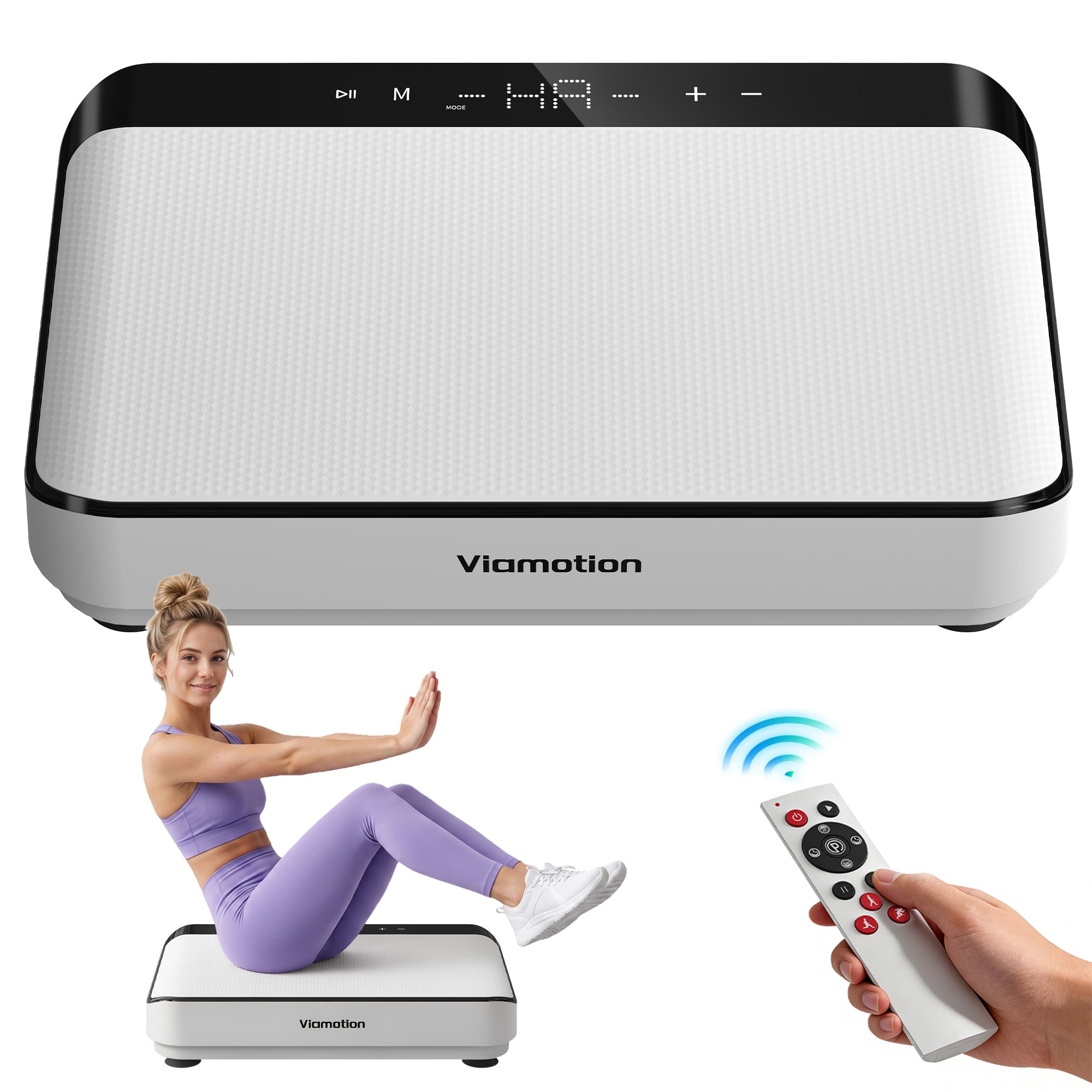 Vibration Plate Machine for Home Fitness & Whole Body Workout, Vibrating Plate for Lymphatic Drainage, 440 Lbs Exercise Machine, Vibration Fitness Platform with Remote Control, White