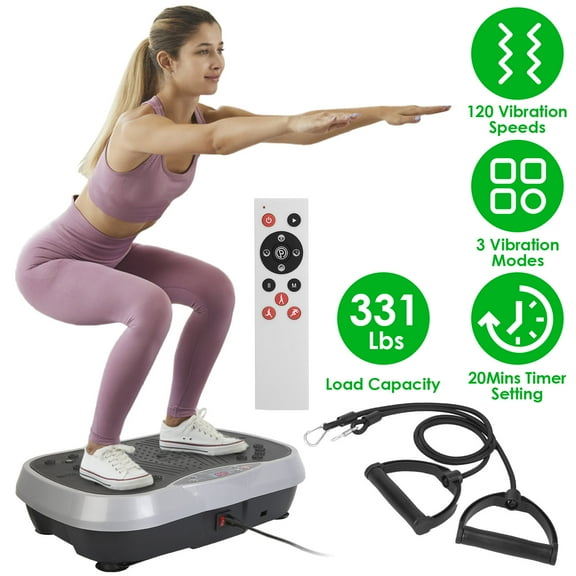 Vibration Platform Machine with Resistance Bands & Remote Control  3 Speed Modes, 120 Levels, 331 lb Capacity, Whole Body Workout for Weight Loss, Muscle Toning, Home Fitness