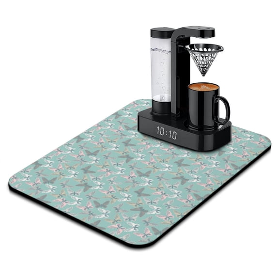 Vibration-Resistant Coffee Mat Butterfly & Abstract Geometric Absorbent & Non-Slip Counter Pad