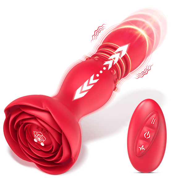 Vibrator Anal with Remote Control, Silicone, Red