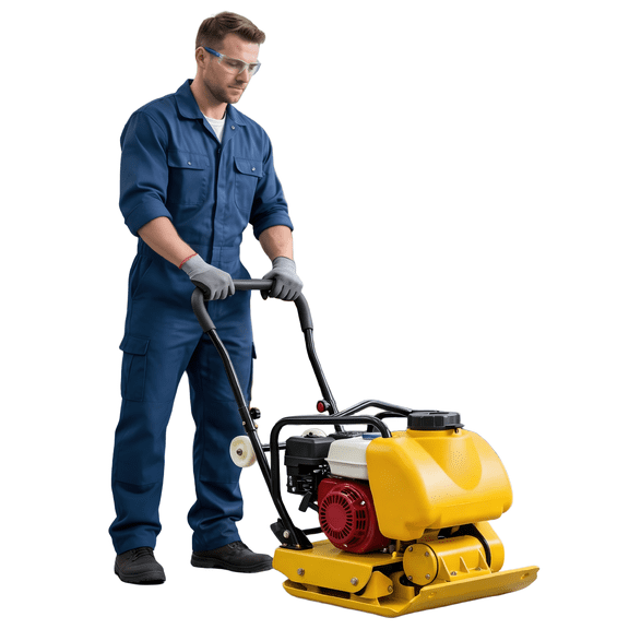 Vibratory Plate Compactor,6.5HP Engine Tamper,25x18 Inch Plate,5600 VPM Compaction Tool for Asphalt Patio Road Landscaping