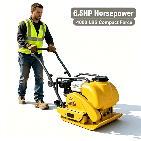 Vibratory Plate Compactor,6.5HP Tamper with 5600 VPM,4000 lbs Force Compaction Tool for Asphalt Patio Paver Landscaping