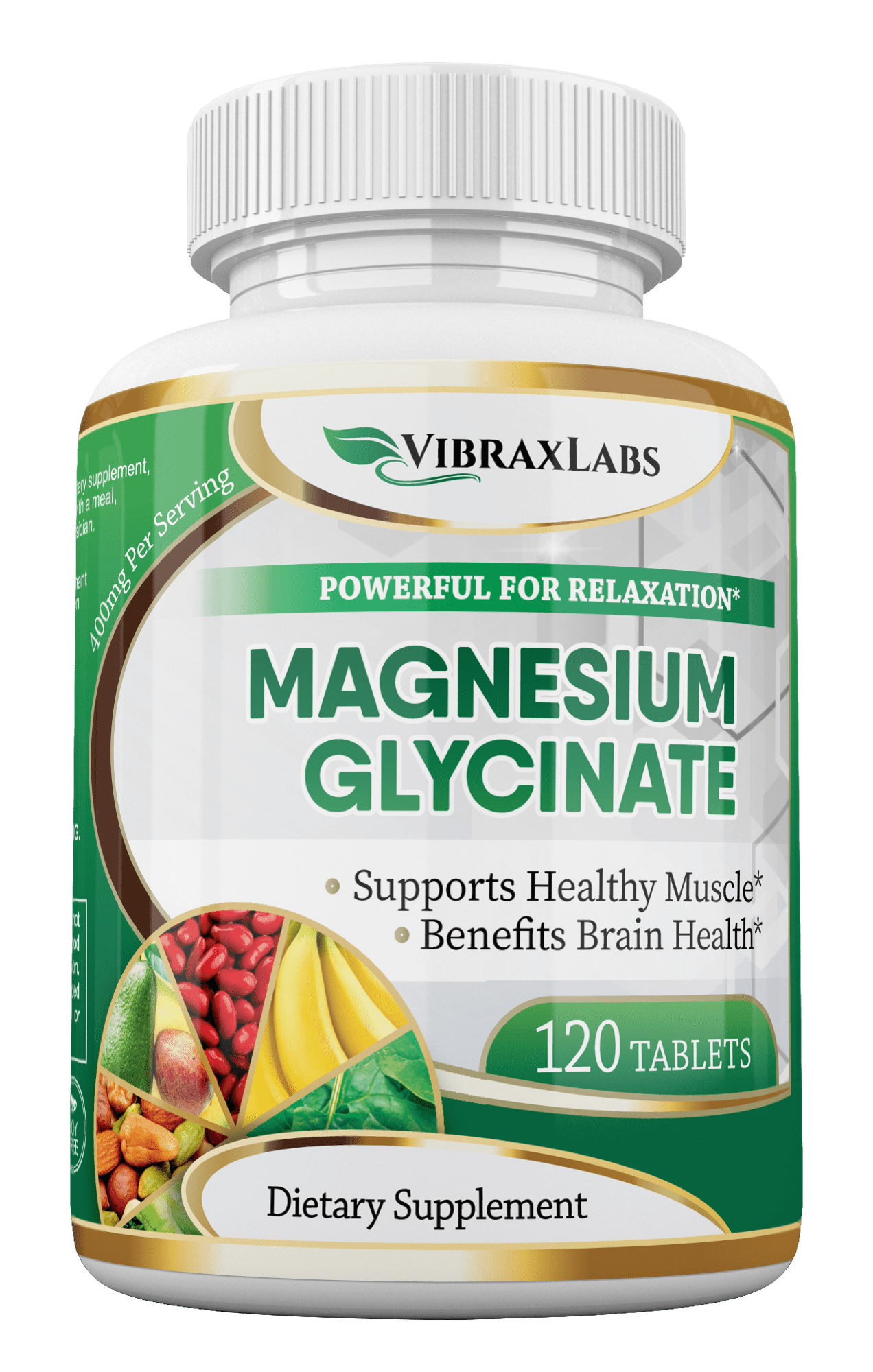 VibraxLabs Magnesium Glycinate Supplement400mg120 Tablets for Men and